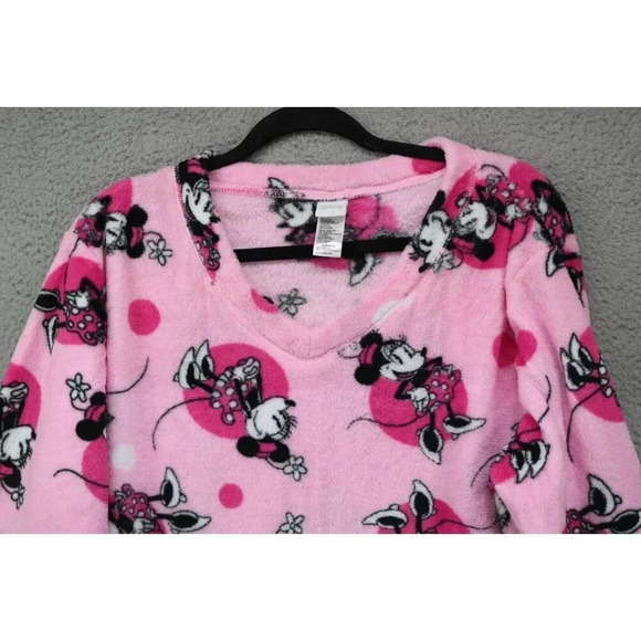 Disney Pink Plush Minnie Mouse Fleece Pajama Set-Size XL - Picture 3 of 12